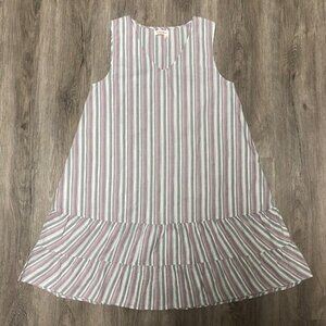 Fresh Produce Women's Size Large Dress Striped Ruffle Sundress 100% Cotton